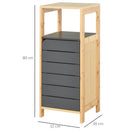 Bamboo 4-Tier Narrow Bathroom Cabinet Grey