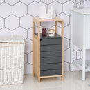 Bamboo 4-Tier Narrow Bathroom Cabinet Grey