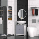 HOMCOM Under-Sink Storage Cabinet with Adjustable Shelf Bathroom Cabinet Space Saver Organizer Floor Cabinet White and Grey 2 Doors