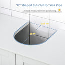 kleankin 60x60cm Under-Sink Storage Cabinet w/ Adjustable Shelf Handles Drain Hole Bathroom Cabinet Space Saver Organizer White Handle