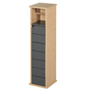 Bamboo Freestanding Tall Toilet Paper Cabinet Grey/Oak