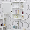 kleankin Wall Mount Mirror Cabinet Bathroom Storage with Open Shelves Adjustable Shelf Single Door Mounted Glass Cupboard
