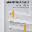 kleankin Wall Mount Mirror Cabinet Bathroom Storage with Open Shelves Adjustable Shelf Single Door Mounted Glass Cupboard