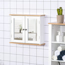 kleankin Bathroom Mirror Cabinet Wall Mounted Storage Cupboard with Double Door and Adjustable Shelf, White W/