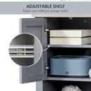 kleankin Bathroom Under Sink Cabinet, Bathroom Vanity Unit, Pedestal Under Sink Design, Storage Cupboard with Adjustable Shelf, Grey Double Door
