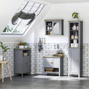 kleankin Bathroom Under Sink Cabinet, Bathroom Vanity Unit, Pedestal Under Sink Design, Storage Cupboard with Adjustable Shelf, Grey Double Door
