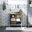 kleankin Bathroom Under Sink Cabinet, Bathroom Vanity Unit, Pedestal Under Sink Design, Storage Cupboard with Adjustable Shelf, Grey Double Door
