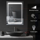 kleankin LED Illuminated Bathroom Mirror Cabinet with LED Lights, Wall-mounted Storage Organizer with Shelves, Touch Switch For Makeup Cosmetic W/ Lights