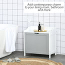 kleankin Bathroom Laundry Cabinet Bin Free Standing Towel Storage Chest with Raised back and Shaker Style Door Box Shoes Stool Hamper Basket