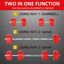 30KGS Two-In-One Dumbbell & Barbell Adjustable Set Strength Muscle Exercise Fitness Plate Bar Clamp Rod Home Gym Sports Area Ergonomic in