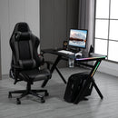 Gaming Desk Computer Table Metal Frame with LED Light, Cup Holder, Headphone Hook, Cable Hole Holder Hook