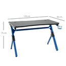 120 Gaming Desk with RGB LED Lights Racing Style Gaming Table with Cup Holder, Cable Management, Blue Office Computer Holder 2