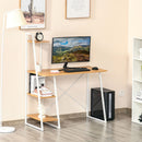 Home Office Computer Desk with 3-Tier Storage Shelves Study Writing Table Workstation for Small Space Natural w/