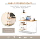 Home Office Computer Desk with 3-Tier Storage Shelves Study Writing Table Workstation for Small Space Natural w/