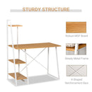 Home Office Computer Desk with 3-Tier Storage Shelves Study Writing Table Workstation for Small Space Natural w/