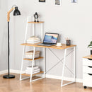 Home Office Computer Desk with 3-Tier Storage Shelves Study Writing Table Workstation for Small Space Natural w/