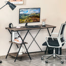 Computer Desk with Shelves, Wood Grain Writing Desk with 2-Tier Storage Shelves Home Office Desk Study Table Work Desk Corner Desk, Brown