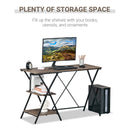 Computer Desk with Shelves, Wood Grain Writing Desk with 2-Tier Storage Shelves Home Office Desk Study Table Work Desk Corner Desk, Brown