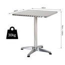 HOMCOM Height Adjustable Square Bar Bistro Table Pub Stainless Steel Top Aluminium Edge