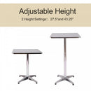 HOMCOM Height Adjustable Square Bar Bistro Table Pub Stainless Steel Top Aluminium Edge