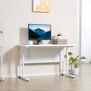 Computer Desk, Home Office Desk, Writing Table, 120x60x75cm Laptop Workstation with 2 Cable Management Holes, C Shaped Metal Legs for Adults and Kids, White Table Leg