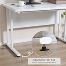 Computer Desk, Home Office Desk, Writing Table, 120x60x75cm Laptop Workstation with 2 Cable Management Holes, C Shaped Metal Legs for Adults and Kids, White Table Leg