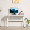 Computer Desk, Home Office Desk, Writing Table, 120x60x75cm Laptop Workstation with 2 Cable Management Holes, C Shaped Metal Legs for Adults and Kids, White Table Leg