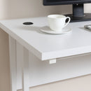 Computer Desk, Home Office Desk, Writing Table, 120x60x75cm Laptop Workstation with 2 Cable Management Holes, C Shaped Metal Legs for Adults and Kids, White Table Leg