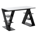 Computer Desk, Home Office Desk, Writing Table, 120x60x75.5cm Laptop Workstation with 6 Open Shelves for Adults and Kids, White and Black Storage