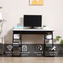 Computer Desk, Home Office Desk, Writing Table, 120x60x75.5cm Laptop Workstation with 6 Open Shelves for Adults and Kids, White and Black Storage