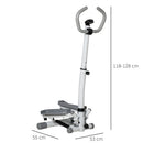 Adjustable Twist Stepper Aerobic Ab Exercise Fitness Workout Machine W/ Elastic Bands, LCD Screen, Height Adjust Handlebars For Home Gym