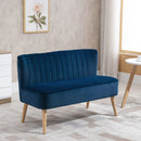Modern Velvet Double Seat Sofa with Wood Frame Foam Padding - Blue
