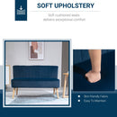 Modern Velvet Double Seat Sofa with Wood Frame Foam Padding - Blue