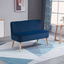 Modern Velvet Double Seat Sofa with Wood Frame Foam Padding - Blue