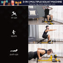 Three-In-One Squat Machine w/ Adjustable Padded Bench, Squats, Push Up, Sit Up for HOME, Office, Gym Fitness Equipment Yellow Bench