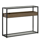 Industrial Style Console Table with Tempered Glass Top and Steel Frame for Living Room Hallway Entrance