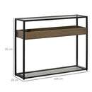 Industrial Style Console Table with Tempered Glass Top and Steel Frame for Living Room Hallway Entrance