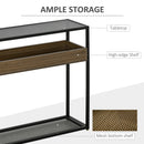 Industrial Style Console Table with Tempered Glass Top and Steel Frame for Living Room Hallway Entrance