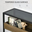 Industrial Style Console Table with Tempered Glass Top and Steel Frame for Living Room Hallway Entrance