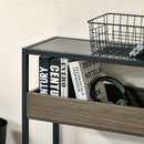 Industrial Style Console Table with Tempered Glass Top and Steel Frame for Living Room Hallway Entrance
