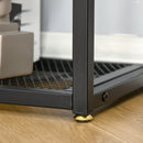 Industrial Style Console Table with Tempered Glass Top and Steel Frame for Living Room Hallway Entrance