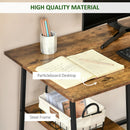 Writing Desk Working Station Home Office Table with 2 Shelves  Computer Gaming Desk Steel Frame Black and Rustic Brown