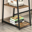 Writing Desk Working Station Home Office Table with 2 Shelves  Computer Gaming Desk Steel Frame Black and Rustic Brown