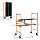 HOMCOM Multi Purpose Scaffolding Ladder with Locking Wheels, Adjustable Working Platform, Steel Frame Wheels