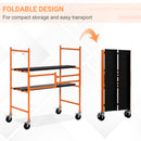 HOMCOM Multi Purpose Scaffolding Ladder with Locking Wheels, Adjustable Working Platform, Steel Frame Wheels