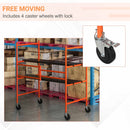 HOMCOM Multi Purpose Scaffolding Ladder with Locking Wheels, Adjustable Working Platform, Steel Frame Wheels