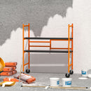 HOMCOM Multi Purpose Scaffolding Ladder with Locking Wheels, Adjustable Working Platform, Steel Frame Wheels