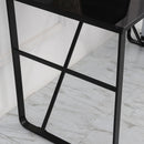 Glass Top Writing Desk Working Station Home Office Table Gaming Desk Metal Frame Easy Assembly, Black Table