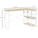 L-Shaped Computer Desk, Folding Home Office Corner Desk Study Workstation Table with 2 Shelves, Oak Tone L-Shape w/ Shelves for