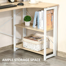L-Shaped Computer Desk, Folding Home Office Corner Desk Study Workstation Table with 2 Shelves, Oak Tone L-Shape w/ Shelves for
